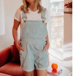 Katydid Green Corduroy Overall Shorts Size Medium